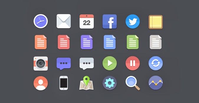 24 Flat Icons (in PSD)