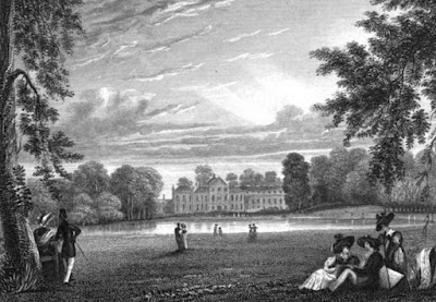 Kensington Palace from the fashionable walk in Kensington Gardens  from Views in Kensington Gardens by J Sargeant (1831)