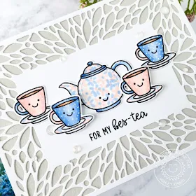 Sunny Studio Stamps: Tea-riffic Blooming Frame Dies Friendship Card by Ashley Ebben