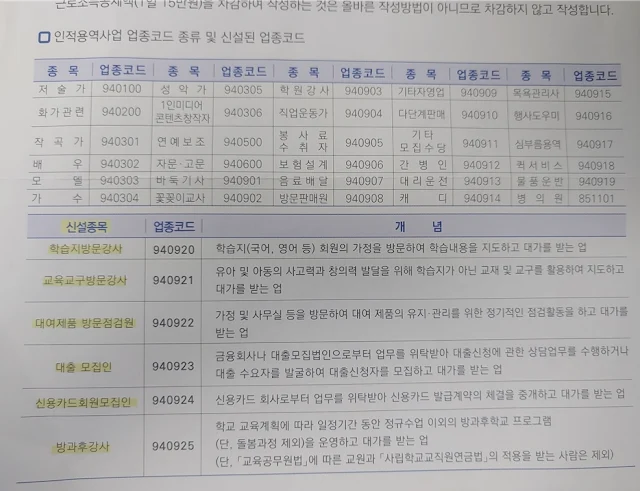 신설된 인적용역 사업자 코드 신설2