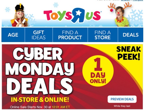 Toys R Us Sneak Peek Flyer Cyber Monday Deals