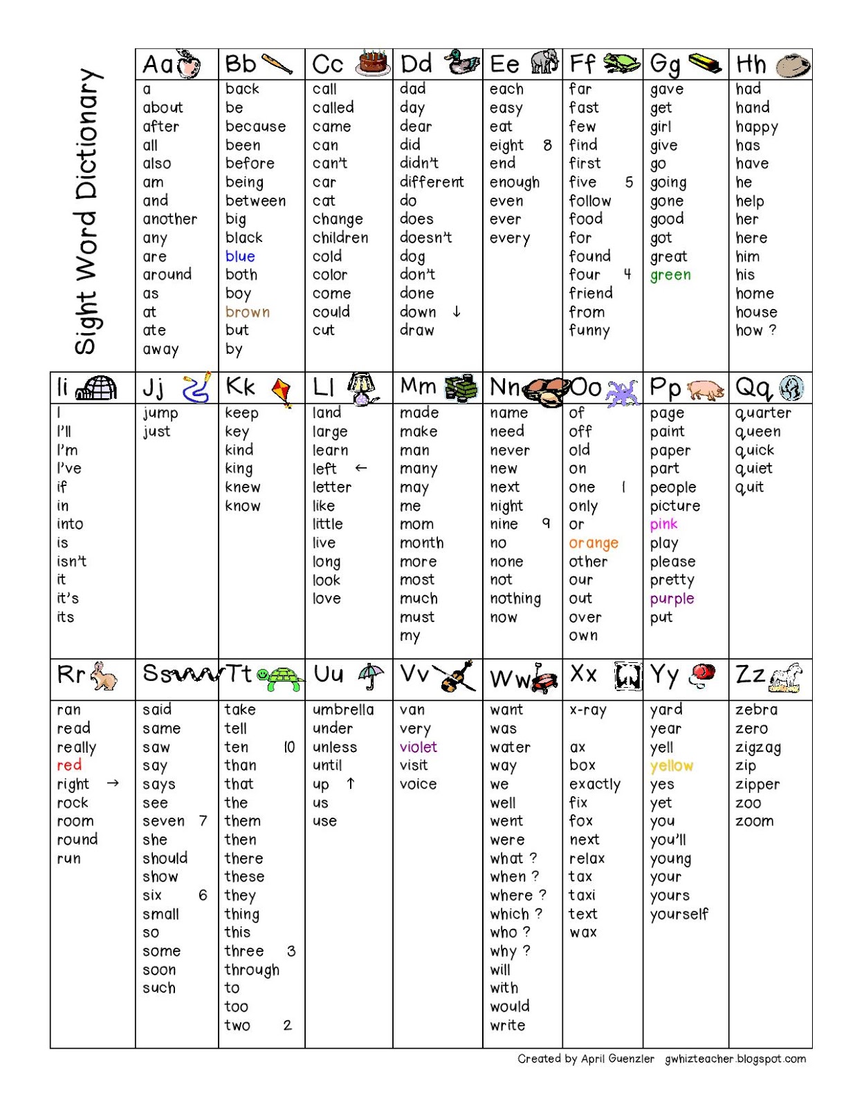 printable  Sight  sight book Writer's gwhizteacher: Tools  my word Word Dictionary