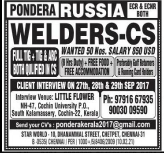 Pondera Russia JObs - Free food & Free Accommodation