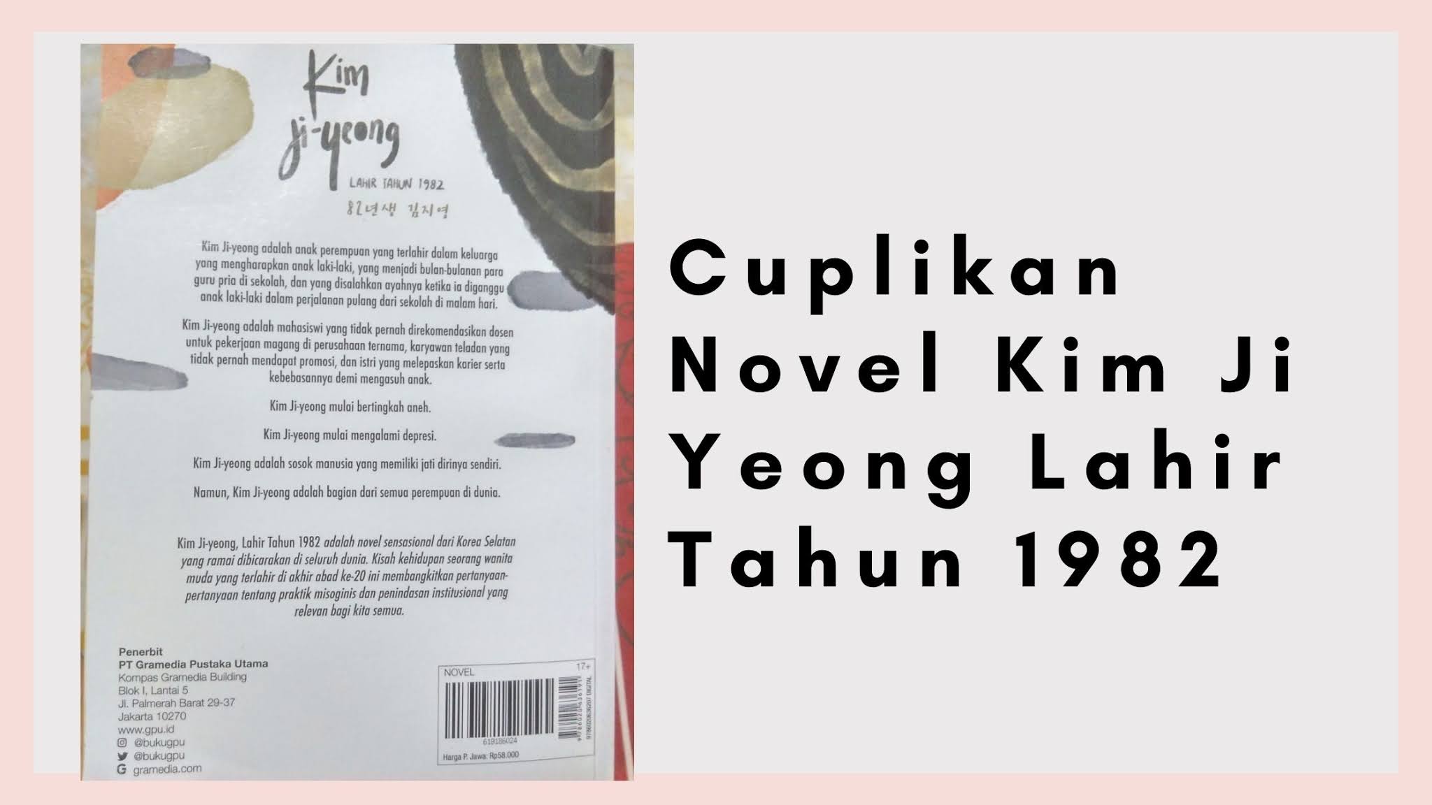 Cover belakang novel Kim Ji-Yeong Lahir Tahun 1982