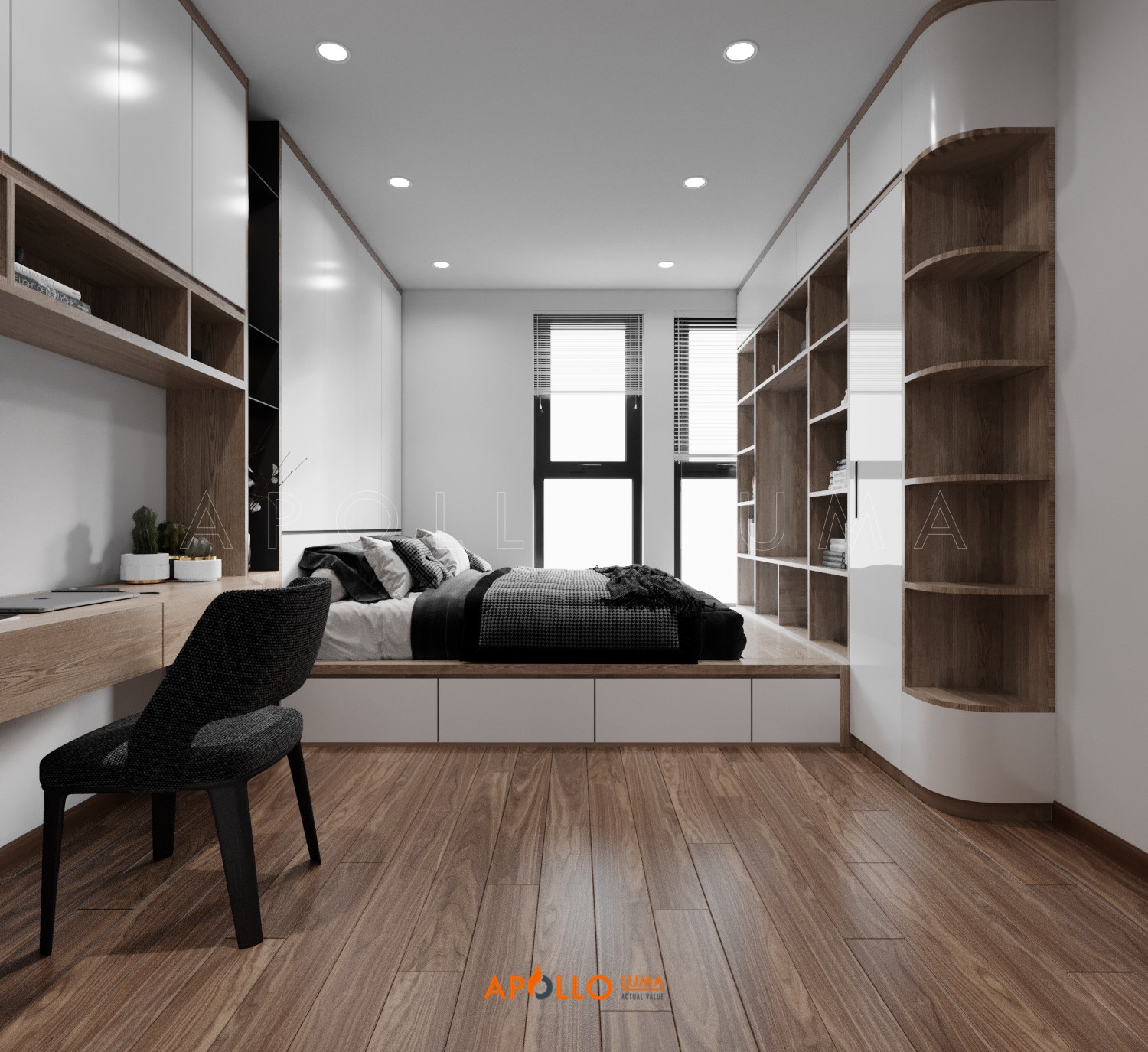 Thiết kế phòng ngủ phong cách hiện đại căn hộ Hinode City