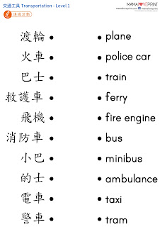 MamaLovePrint 主題工作紙 - 交通工具 Transportation  -  中英文幼稚園工作紙 Kindergarten Theme Worksheet Free Download