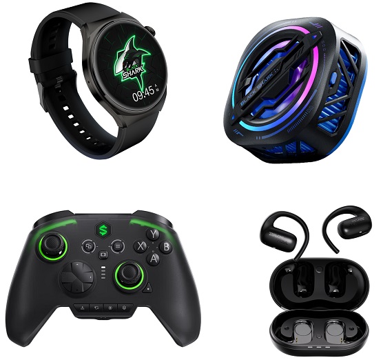 Black Shark S1 Smartwatch, Green Ghost Gamepad, Lucifer Open Earphones, MagCooler 3 Pro cooling fan