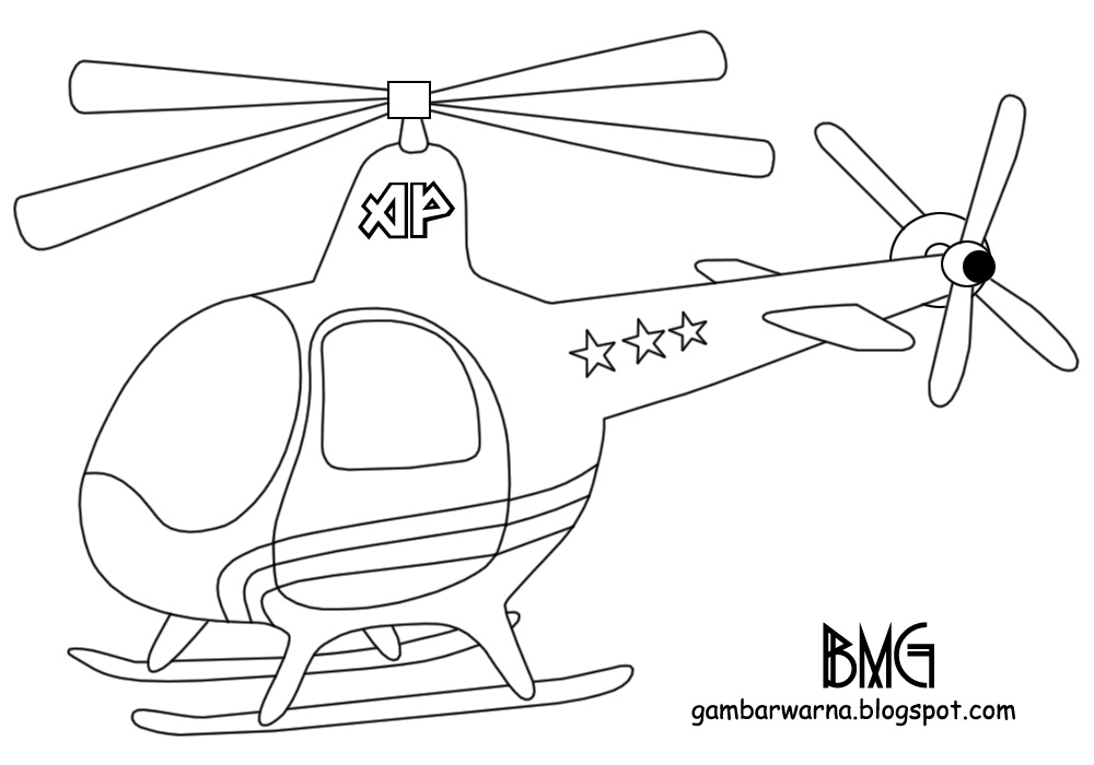 Mewarnai Helikopter | Belajar Mewarnai Gambar