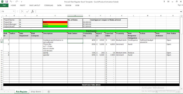 Risk Register Template for Excel