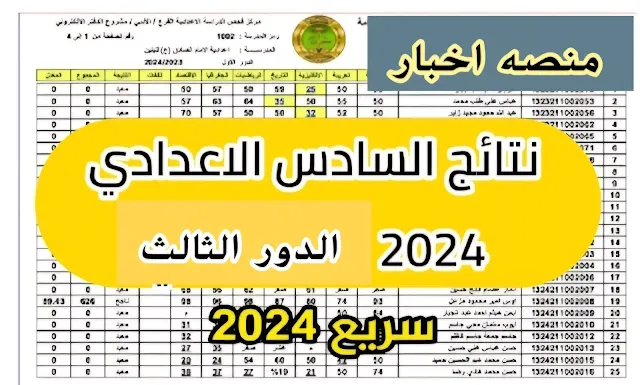 نتائج السادس اعدادي الدور الثالث 2024