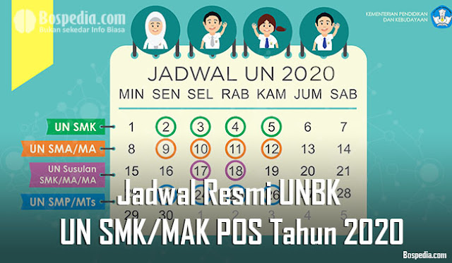 Jadwal Resmi UNBK dan UN SMK/MAK Berdasarkan POS Tahun 2020