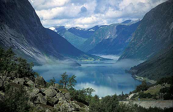 mount, Mountains, Lake, sunset, Noruega travel and tourism