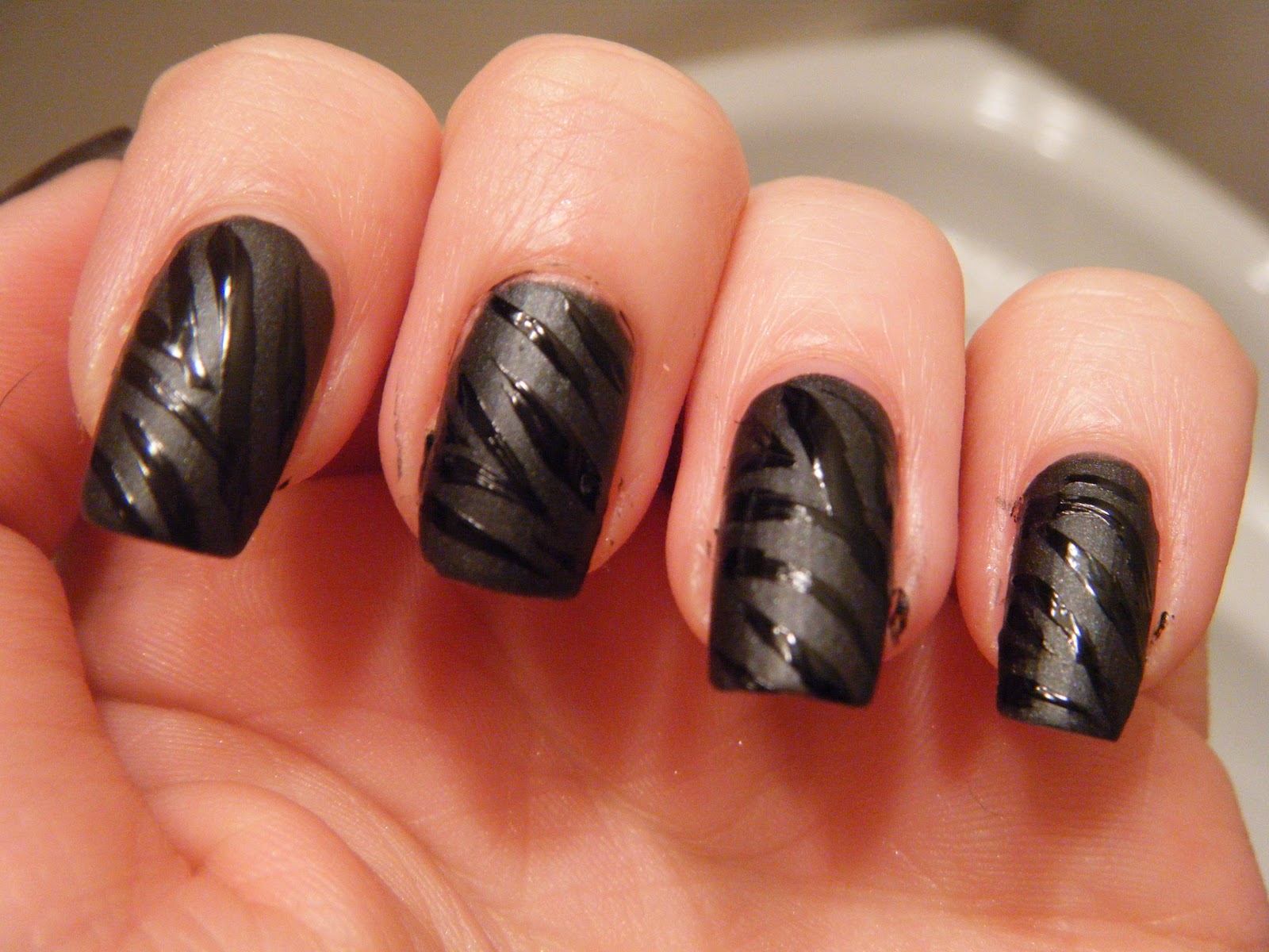Hail39;s Nails: Matte Black Zebra Nails
