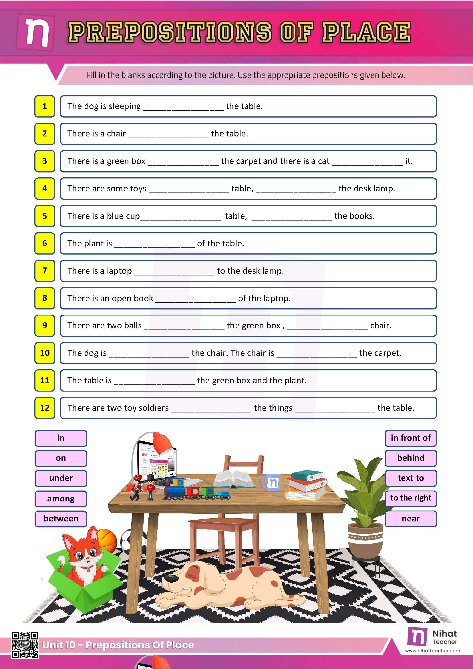 Practise English Vocabulary.  A PDF worksheet about prepositions of place in English. Download PDF worksheet about  prepositions of place in English.