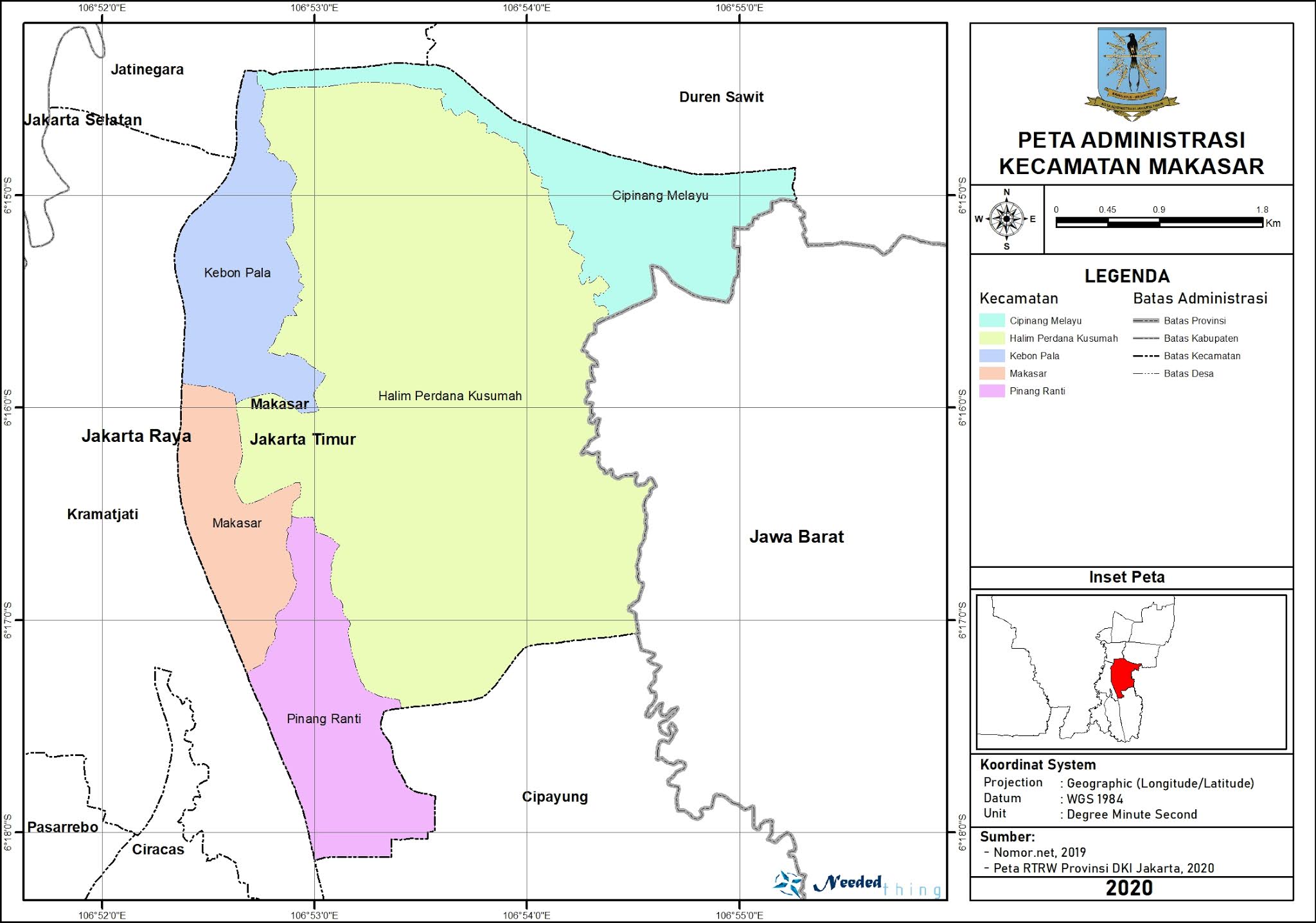 Peta Administrasi Kecamatan Makasar Kota Jakarta Timur 