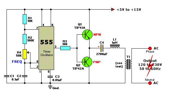 schéma simple de Convertisseur continu alternatif.