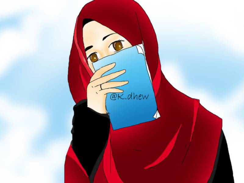 11 Kartun Muslimah Membaca Alquran Dan