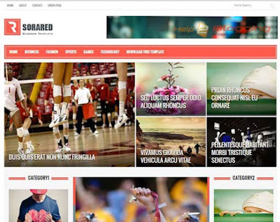 Sora Red Responsive, Clean design News, Magazine blog etc Gallery style Red, White color Left - Right Sidebar 2 Columns layout 3 Columns Footer Free premium template Blogger Template Download