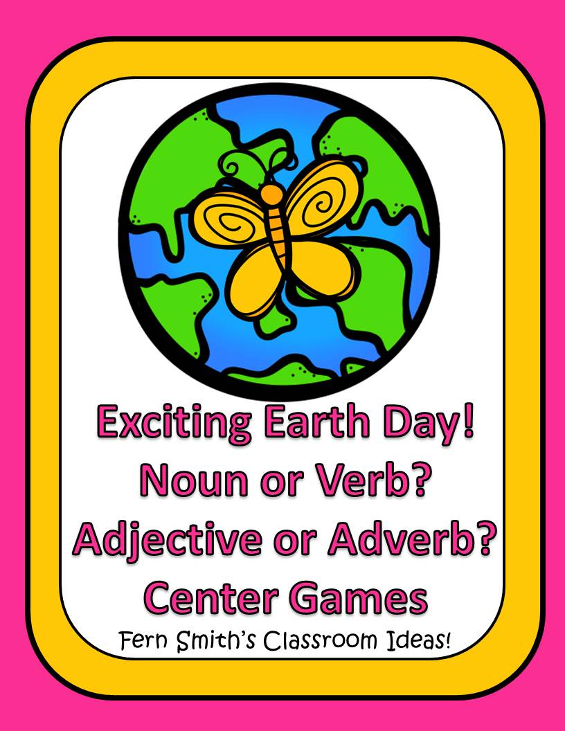 Earth Day - Noun or Verb? Adjective or Adverb? An Exciting Earth Day Mega Pack of Task Cards, Center Game, Printables and Interactive Notebook Activities