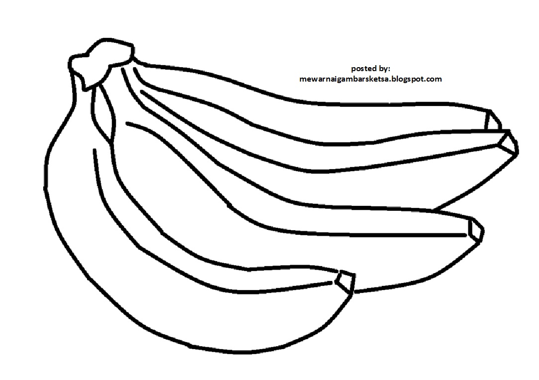 Mewarnai Gambar: Mewarnai Gambar Sketsa Buah Pisang 1