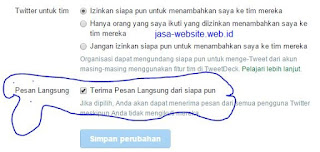 cara setting pesan twitter