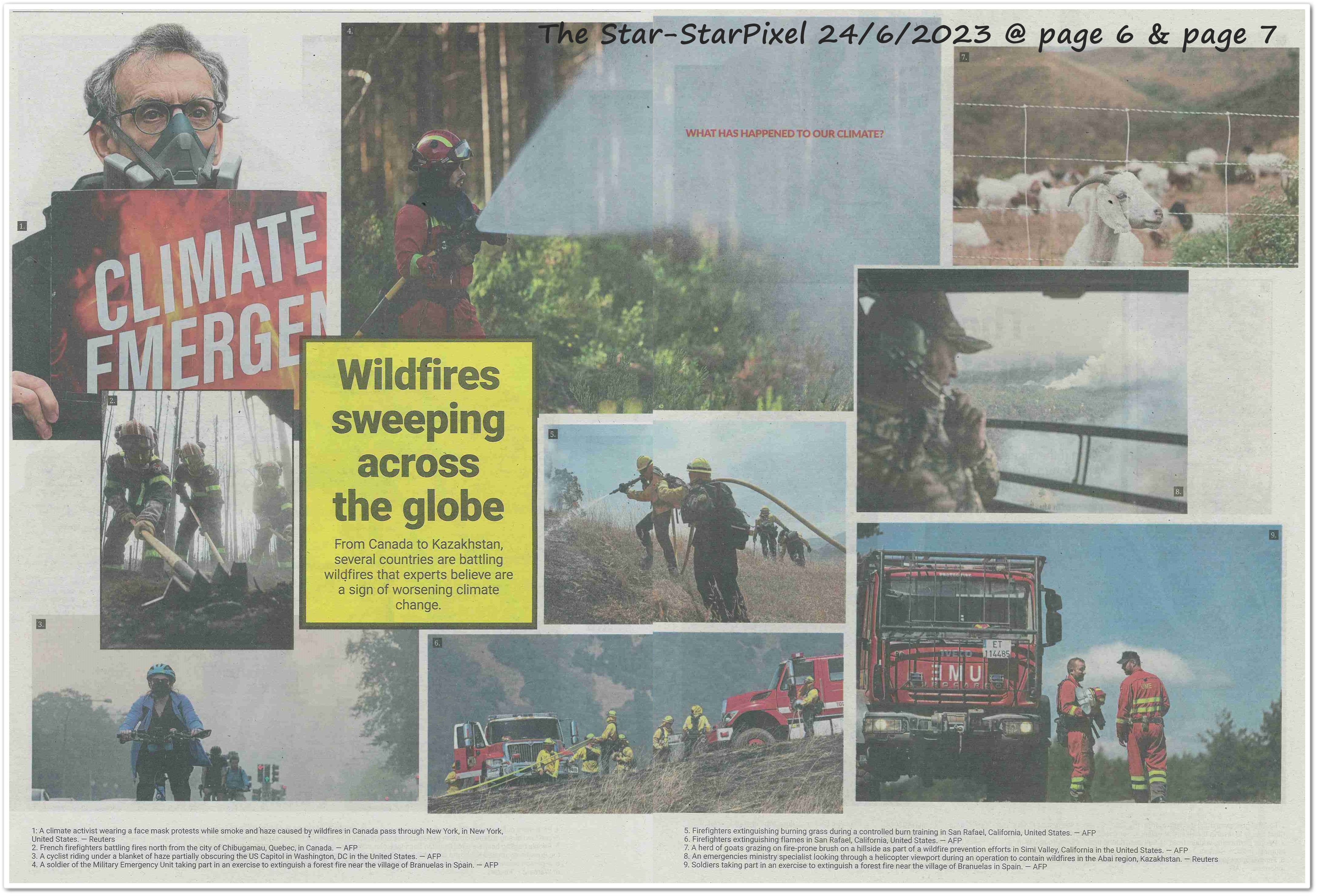 Wildfires sweeping across the globe - Keratan akhbar The Star 24 June 2023