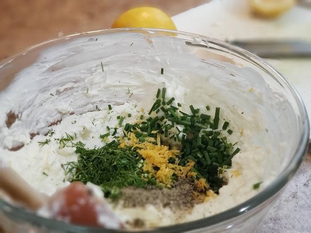 Cream cheese, chives, dill and lemon zest