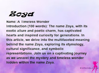 meaning of the name "Zoya"
