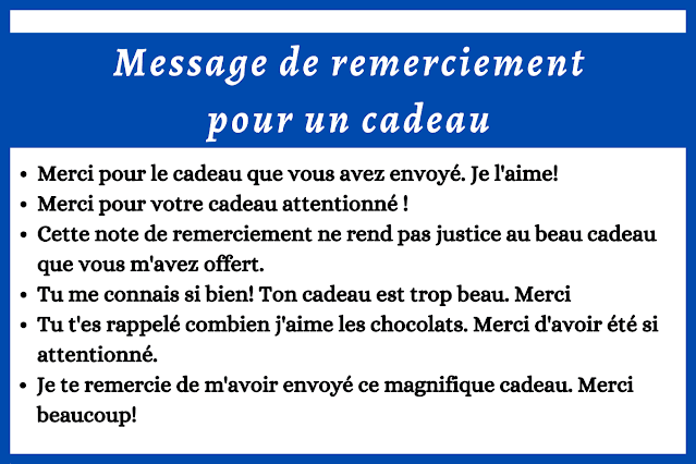 Message de remerciement pour un cadeau