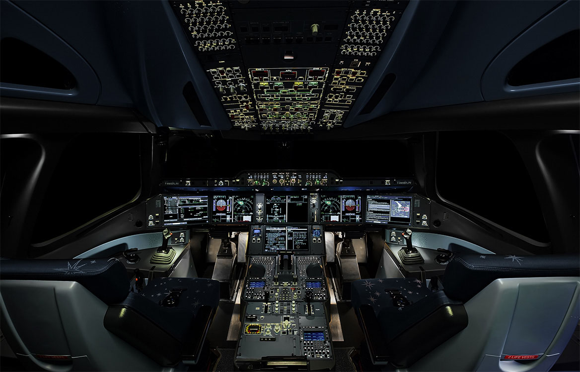 Airbus A350 Xwb Cockpit Layout In The Night Aircraft Wallpaper 3778 Aeronef Net