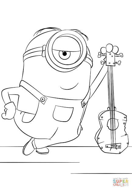 Click The Minion Stuart With Guitar Coloring Pages To View Printable  Version Or Color It Online Patible With Ipad And Android Tablets
