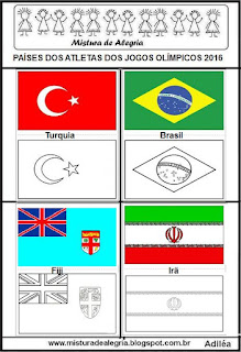 Bandeiras dos países de alguns atletas olímpicos