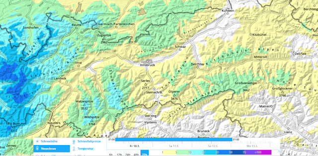 72h Neuschnee zwischen 10.03. und 12.03. für Tirol
