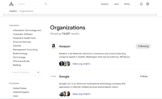 Alternative to LinkedIn: The Org - Global database of organizations charts