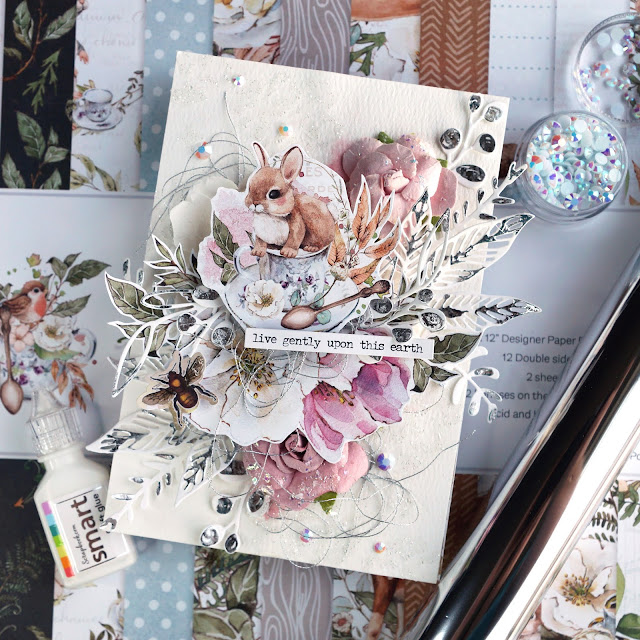 mixed media project using P13 Forest Tea Party Collection