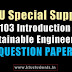 Question Paper for Introduction to Sustainable Engineering BE103 Special Supplementary Exam Aug/Spt 2016