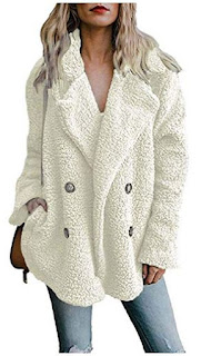 Women's Fuzzy Fleece Coat Open Front Button Cardigan Coat Faux Fur Warm Winter Outwear Jackets with Pockets