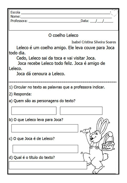 Atividades de Interpretação de Texto para 1º Ano do Ensino Fundamental