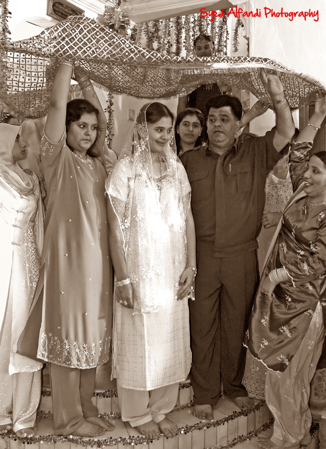 A Muslim Indian Wedding Bride Portraiture in Sepia Tone