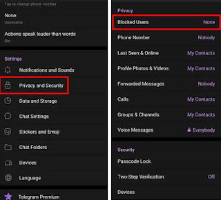 memblokir seseorang di telegram