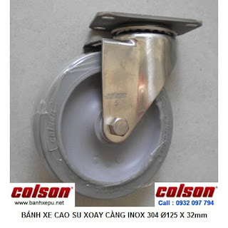 Bánh xe đẩy cao su đặc càng inox 304 Colson không để vết | 2-5408-444 www.banhxepu.net