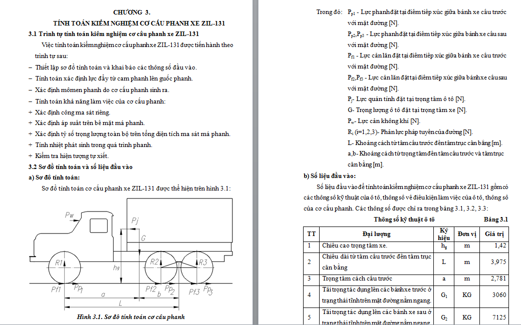 tính toán kiểm nghiệm cơ cấu phanh xe ZIL-131