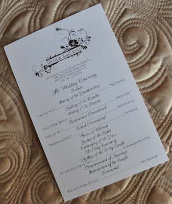 Layout Blair Wedding Program Ink Color Black Paper White Linen Cover 