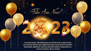 Feliz Ano Novo 2023 Mensagens com Balões Dourados