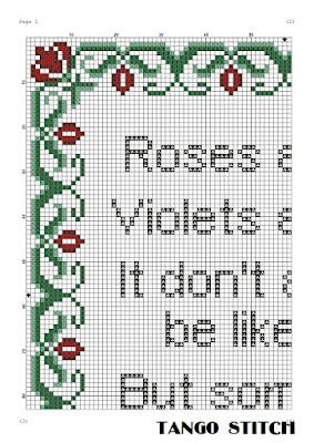 Roses are red vintage funny quote cross stitch pattern