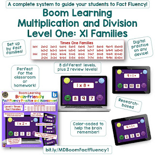 Level 1 Boom Cards Math Fact Fluency Multiplication and Division