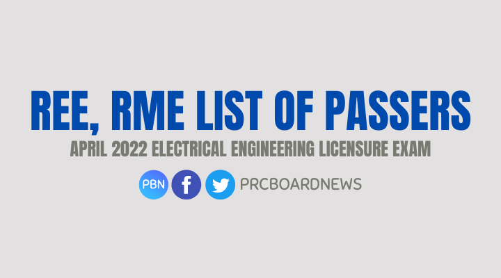 REE, RME RESULT: April 2022 Electrical Engineer board exam list of passers