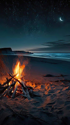 Beach Night Bonfire Mobile Wallpaper is a free high resolution image for iPhone smartphone and mobile phone.