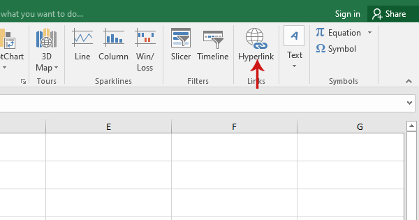 الارتباط التشعبي في Excel