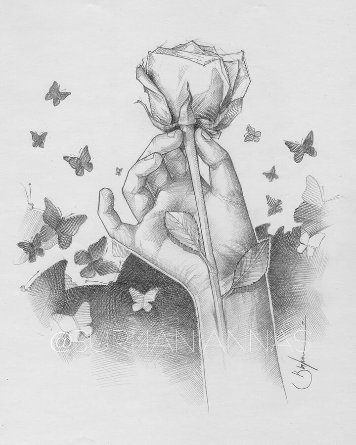 04-Rose-and-butterflies-Pencil-Portraits-Nas-www-designstack-co